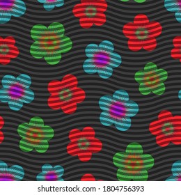Patrón floral sin costuras con textura ondulada. Repetir el patrón de ondulación botánica abstracta. Ilustración vectorial.