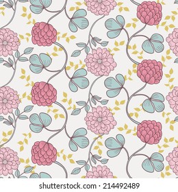 Floral seamless pattern for web-design, textile, graphic design. Retro vector background