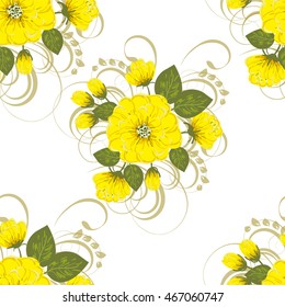 Floral seamless pattern Wedding invitation or card with floral chrysanthemum
