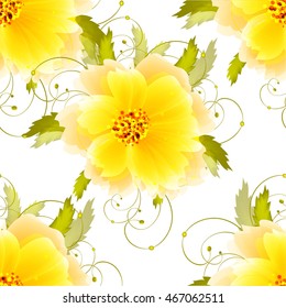 Floral seamless pattern Wedding invitation or card with floral chrysanthemum