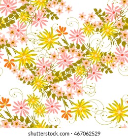 Floral seamless pattern Wedding invitation or card with floral chrysanthemum