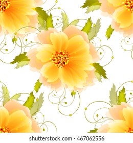 Floral seamless pattern Wedding invitation or card with floral chrysanthemum