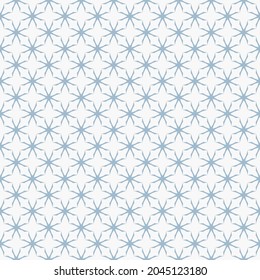 Floral seamless pattern. White and blue abstract geometric background with vintage silhouettes. Simple minimal ornament texture. Minimalist design for decor, wallpapers, fabric, print.