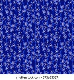 Floral seamless pattern. White and blue graphics, hand drawn, vector. For the design and decoration background, wallpaper, packaging, fabrics, textiles.