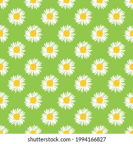 Floral sin costuras con flores decorativas blancas. Daisy, textura chamomile. Tema de la naturaleza. Ilustración vectorial. 