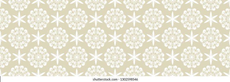 Floral seamless pattern. White design on long olive green background