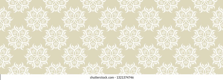 Floral seamless pattern. White design with olive green background