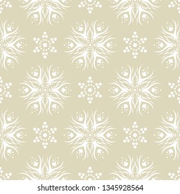 Floral seamless pattern. White design on olive green background