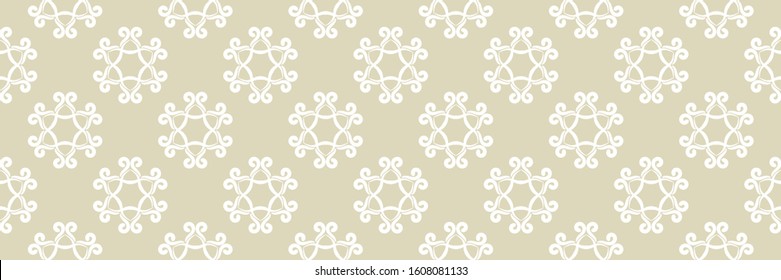 Floral seamless pattern. White design on long olive green background. Vector illustration