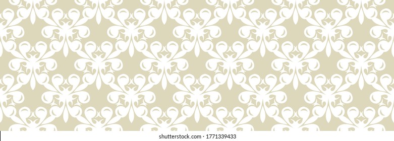 Nahtloses Muster ohne Blumen. Weißes Design mit olivgrünem Hintergrund. Vektorgrafik