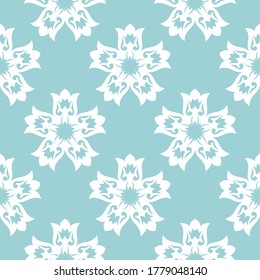 Patrón floral sin fisuras. Diseño blanco con fondo azul. Ilustración del vector