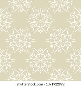 Floral seamless pattern. White flower design on olive green background