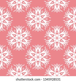  Floral seamless pattern. White flowers on pale pink background