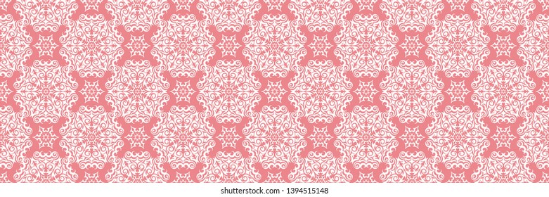 Floral seamless pattern. White flowers on pink background