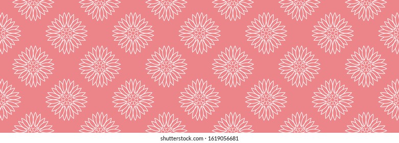 Floral seamless pattern. White flowers on pink background. Vector illustration