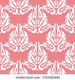 Floral seamless pattern. White flowers on pink background. Vector illustration