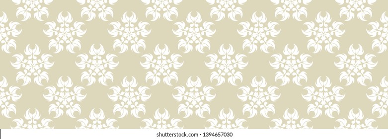 Floral seamless pattern. White on olive green background
