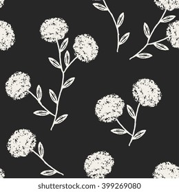 Floral seamless pattern in white on black background.