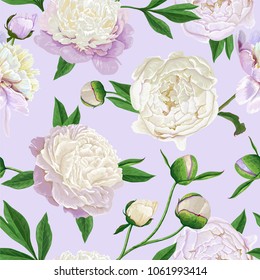Patrón floral sin soldadura con tonos blancos. Flores de primavera florecientes fondo para tela, pinturas, decoración de bodas, invitación, fondos de escritorio, papel de envolver. Ilustración del vector