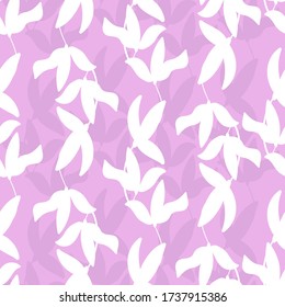 Floral seamless pattern with white and violet flowers on light violet background. Vector illustration. Fabric print. 