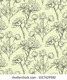 Floral seamless pattern. Wild flowers illustration. Flower texture. Endless drawing of plant elements. Flower background elements.