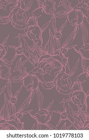 Floral seamless pattern. Wild flowers illustration. Flower texture. Endless drawing of plant elments. Flower background elements.