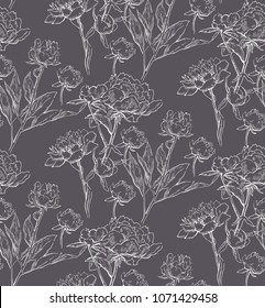 Floral seamless pattern. Wild flowers illustration. Flower texture. Endless drawing of plant elments. Flower background elements.