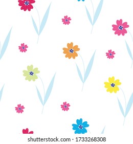 Patrón floral sin fisuras. Flores silvestres impresas para textiles, tejidos, envolturas, papel pintado