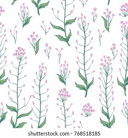 Floral seamless pattern. Wild nature retro background. Flourish wallpaper with plants.