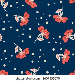 floral seamless pattern with wildflowers . Creative floral texture for fabric, wrapping, textile, wallpaper, apparel. Vector illustration