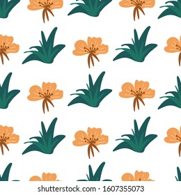 floral seamless pattern with wildflowers . Creative floral texture for fabric, wrapping, textile, wallpaper, apparel. Vector illustration