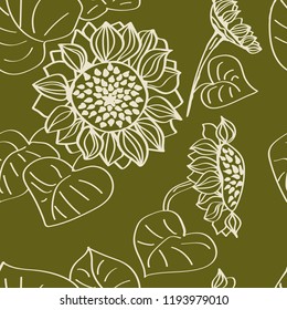 floral seamless pattern wit sunflower