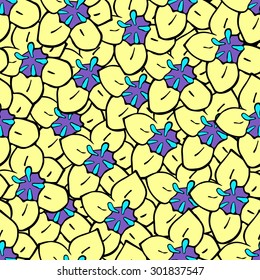 Floral seamless pattern with yellow hand drawn flowers. Pattern can be used for fabric, wallpaper or wrapping paper.