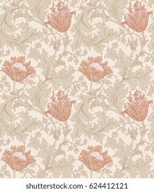  Floral seamless pattern for your design. Modern seamless pattern for interior decoration, wrapping paper, graphic design and textile.  Vector illustration. Backgrounds.