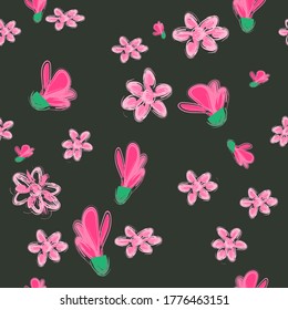 floral seamless pattern.dark background. vector.