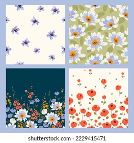 Floral seamless patterns and borders. Vector design for paper, cover, fabric, interior decor and other users