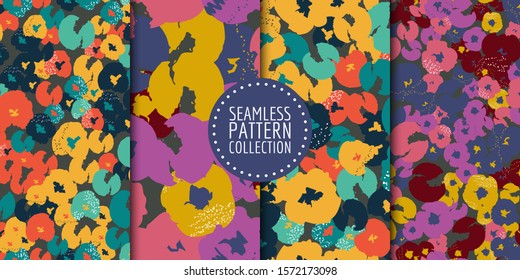 Floral seamless patterns collection. Vector design for paper, fabric, interior decor and cover