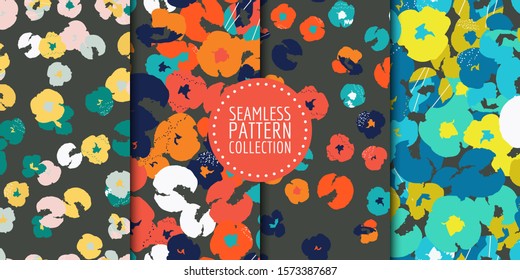 Floral seamless patterns collection. Vector design for paper, fabric, interior decor and cover