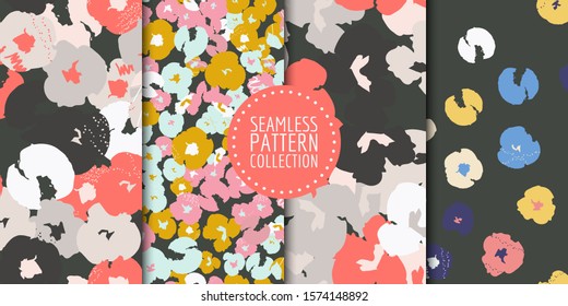 Floral seamless patterns collection. Vector design for paper, fabric, interior decor and cover