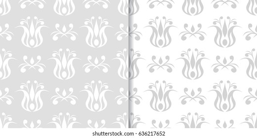 Floral seamless patterns. Colored background. Vector illustration