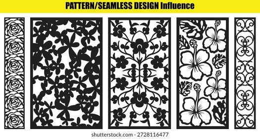 And floral seamless patterns with intricate flowers leaves
