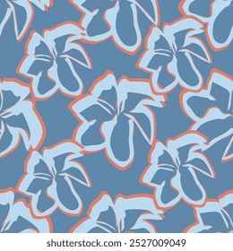 floral seamless patterns. Meadow plants, leaves, leaf and flowers. All over print. Botanical collage in modern flat style. Floral silhouettes.