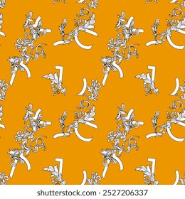 floral seamless patterns. Meadow plants, leaves, leaf and flowers. All over print. Botanical collage in modern flat style. Floral silhouettes. black and white print. Floral drawings collection.