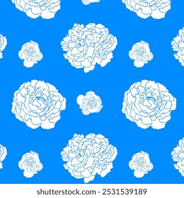 floral seamless patterns. Meadow plants, leaves, leaf and flowers. All over print. Botanical collage in modern flat style. Floral silhouettes. blue and white print. Floral drawings collection.	