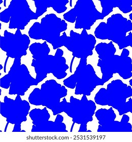 floral seamless patterns. Meadow plants, leaves, leaf and flowers. All over print. Botanical collage in modern flat style. Floral silhouettes. blue and white print. Floral drawings collection.	