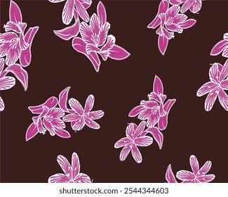 padrões florais sem emenda. Plantas de prado, folhas, folhas e flores. Tudo sobre a impressão. Colagem botânica em estilo plano moderno. Silhuetas florais. impressão em preto e branco. Coleção de desenhos florais.