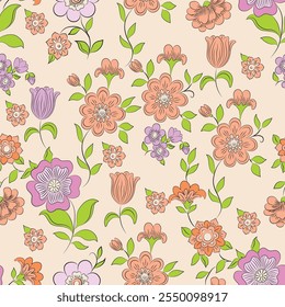 floral seamless patterns. Meadow plants, leaves, leaf and flowers. All over print. Botanical collage in modern flat style. Floral silhouettes. black and white print. Floral drawings collection.