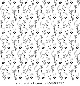 floral seamless patterns. Meadow plants, leaves, leaf and flowers. All over print. Botanical collage in modern flat style.