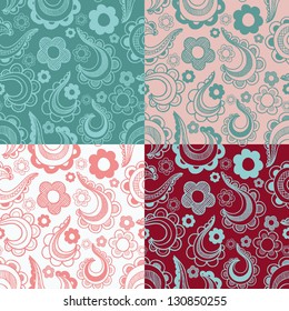 floral seamless patterns set