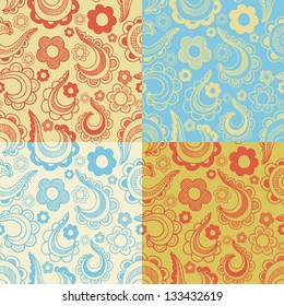 floral seamless patterns set